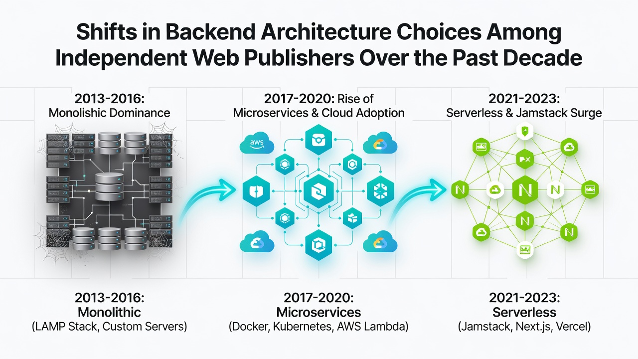 Shifts in Backend Architecture Choices Among Independent Web Publishers Over the Past Decade